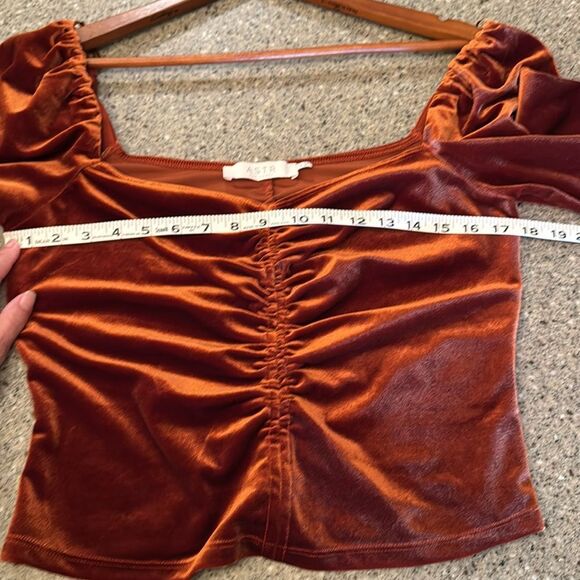 ASTR THE LABEL Vanya Velvet Ruched Sleeve Top - Picture 8 of 10